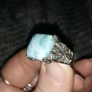 Larimar & Sterling Silver Ring Sz 7